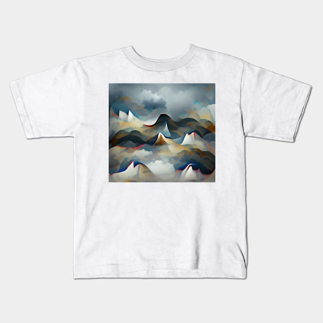 Cloudy Hills Kids T-Shirt by Mihadom